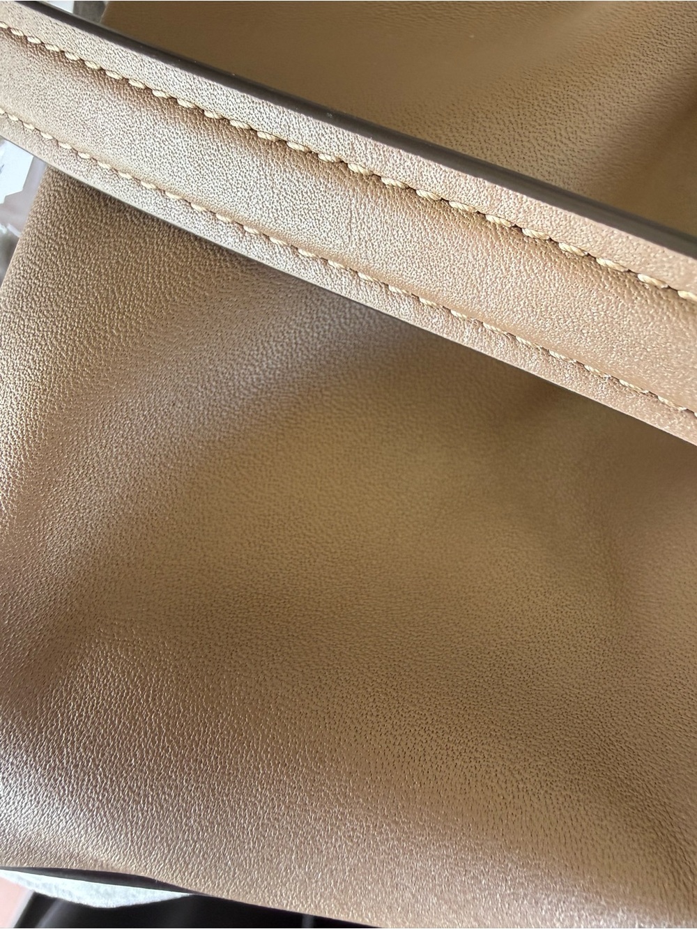 COACH Taupe Gathered Leather Shoulder Bag with Gold Logo - Picture 9 of 10